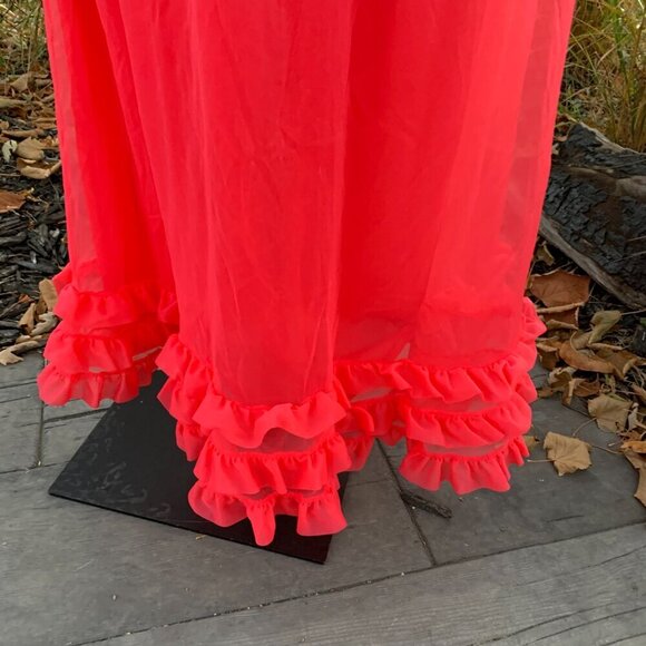 Vintage 60s 70s Sheer Chiffon Sleeveless Fairy Maxi Slip Dress Nightgown - Picture 4 of 14